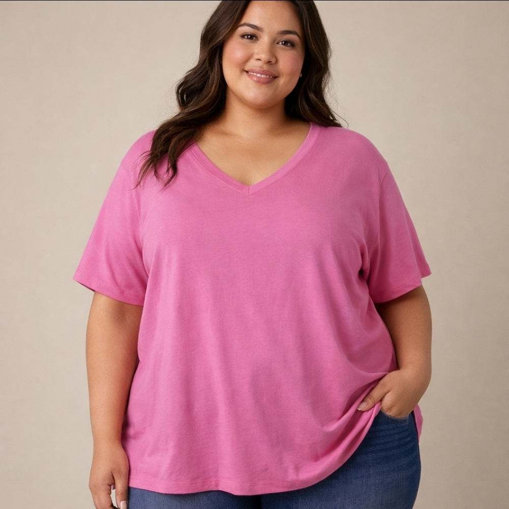 Gap Short Sleeve V-Neck T-Shirt Womens XXL Pink